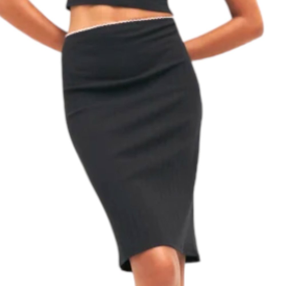 Reformation Goldie Knit Black Skirt Large New without Tags